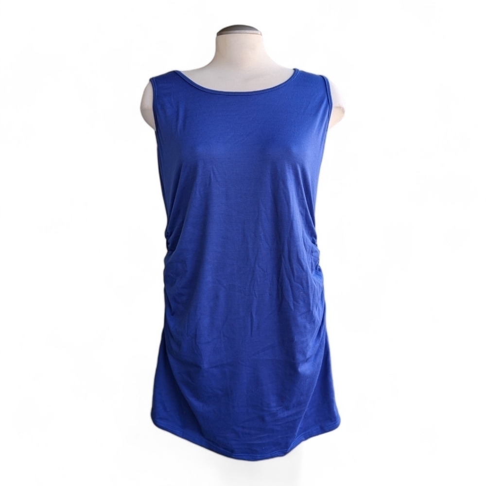 Royal Blue Rouched Side Sleeveless Maternity Top